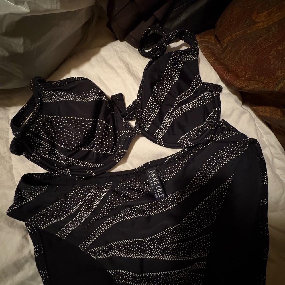 Anne Cole Black and White Dotted Wave Bikini - Picture 2 of 4